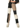 thumbnail image 1 of goowrom Jeans Patchwork pour Femmes, Taille Haute, Pantalon en Denim, 1 of 8