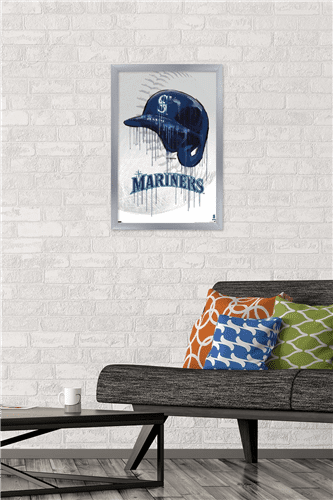 MLB Seattle Mariners - Drip Helmet 22 Wall Poster, 14.725" x 22.375" Framed