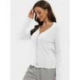 thumbnail image 2 of Women's Lightweight Cardigan - Long Sleeve V-Neck Button Down Sweater with Scalloped Edges, 2 of 6