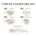 Carote Nonstick Cookware Sets with Detachable Handle, 5 Pcs Granite Non