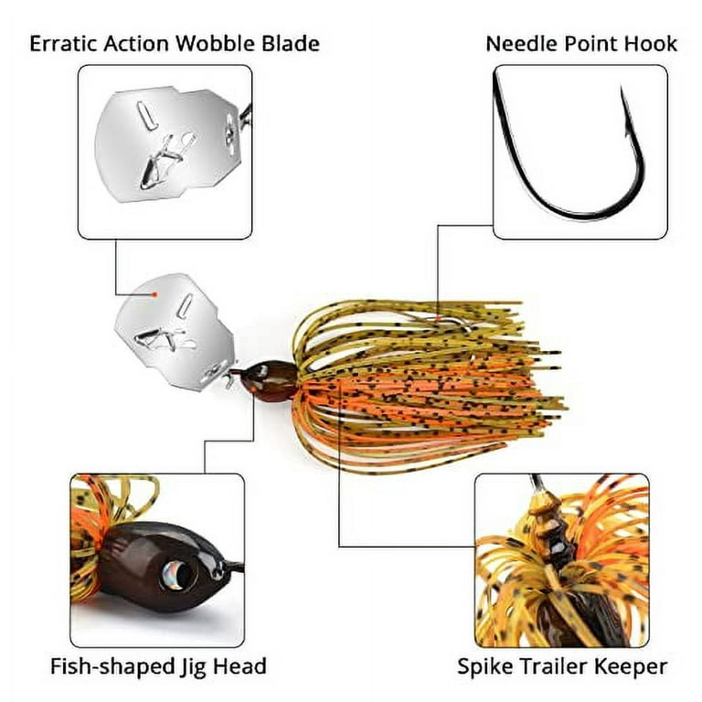 MadBite Bladed Jig Fishing Lures, 5 pc Multi-Color Kits, Irresistible  Vibrating Action, Sticky-Sharp Heavy-Wire Needle Point Hooks, Popular 1/2  oz