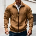 thumbnail image 2 of GuangCheng George Mens Solid Color Zip-Up Hoodies,Casual Sweatshirt,with Pockets,Ribbed Cuffs,Hem Sporty Outerwear,Brown,XL, 2 of 9