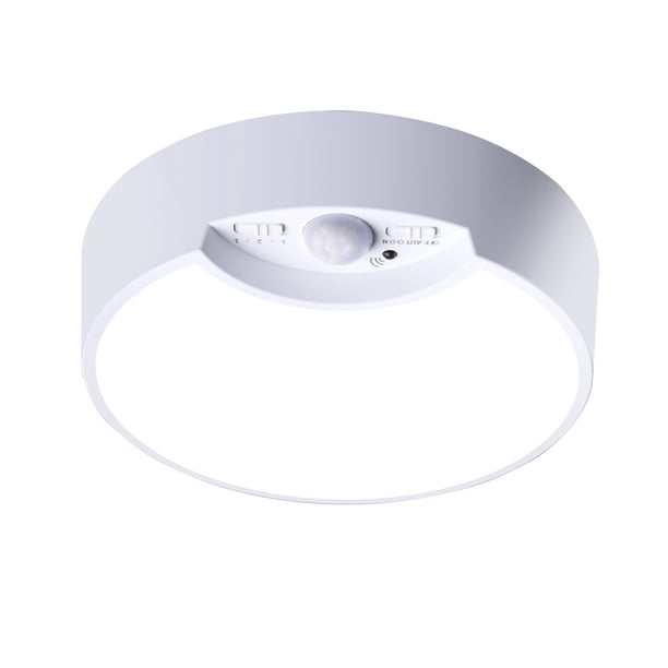 Luz de techo con sensor de movimiento, funciona con pilas, para interiores/exteriores, luces LED de techo para armario, pasillo, despensa, lavandería, escaleras, garaje, baño, ducha