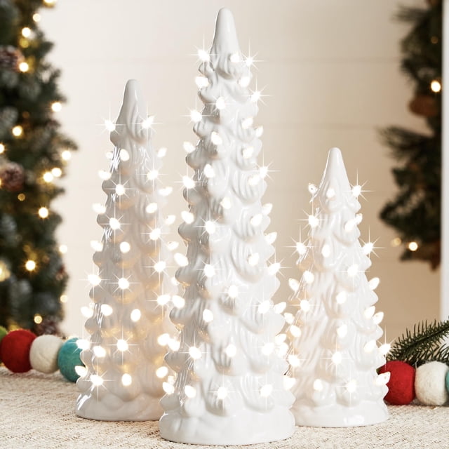 Juego de 3 árboles de Navidad de cerámica Best Choice Products