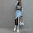 thumbnail image 5 of LEKODE Knit Sets Two Piece Women Sweater Skirt Set Lounge Skirt Long Skirt 2 Piece Sets for Women Summer Two Piece Sets for Women Summer Going Out Outfits for Women Blue L, 5 of 5