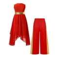 thumbnail image 2 of iefiel Robe Sans Manches Ourlet Irrégulier Métallique avec Pantalon Grand Rouge 14, 2 of 5