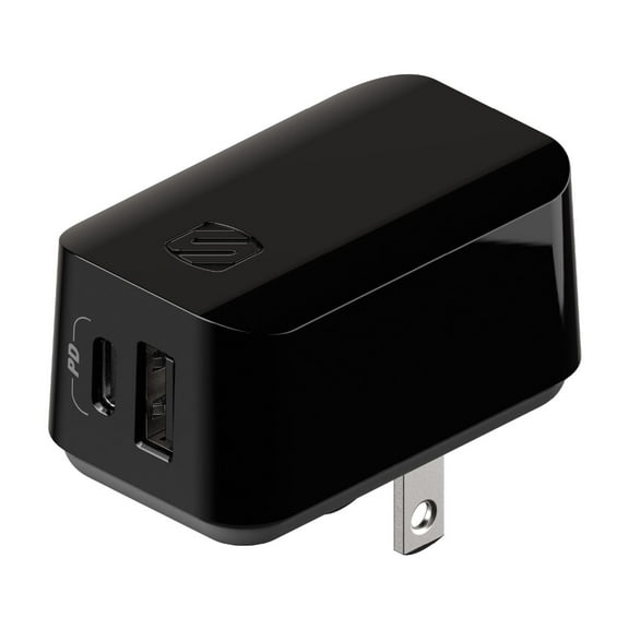 SCOSCHE HPDCA32 PowerVolt 32W Certified USB Type-C   USB Type-A Fast Wall Charger Power Delivery 3.0 Compatible with All USB-C and USB-A Devices, Black