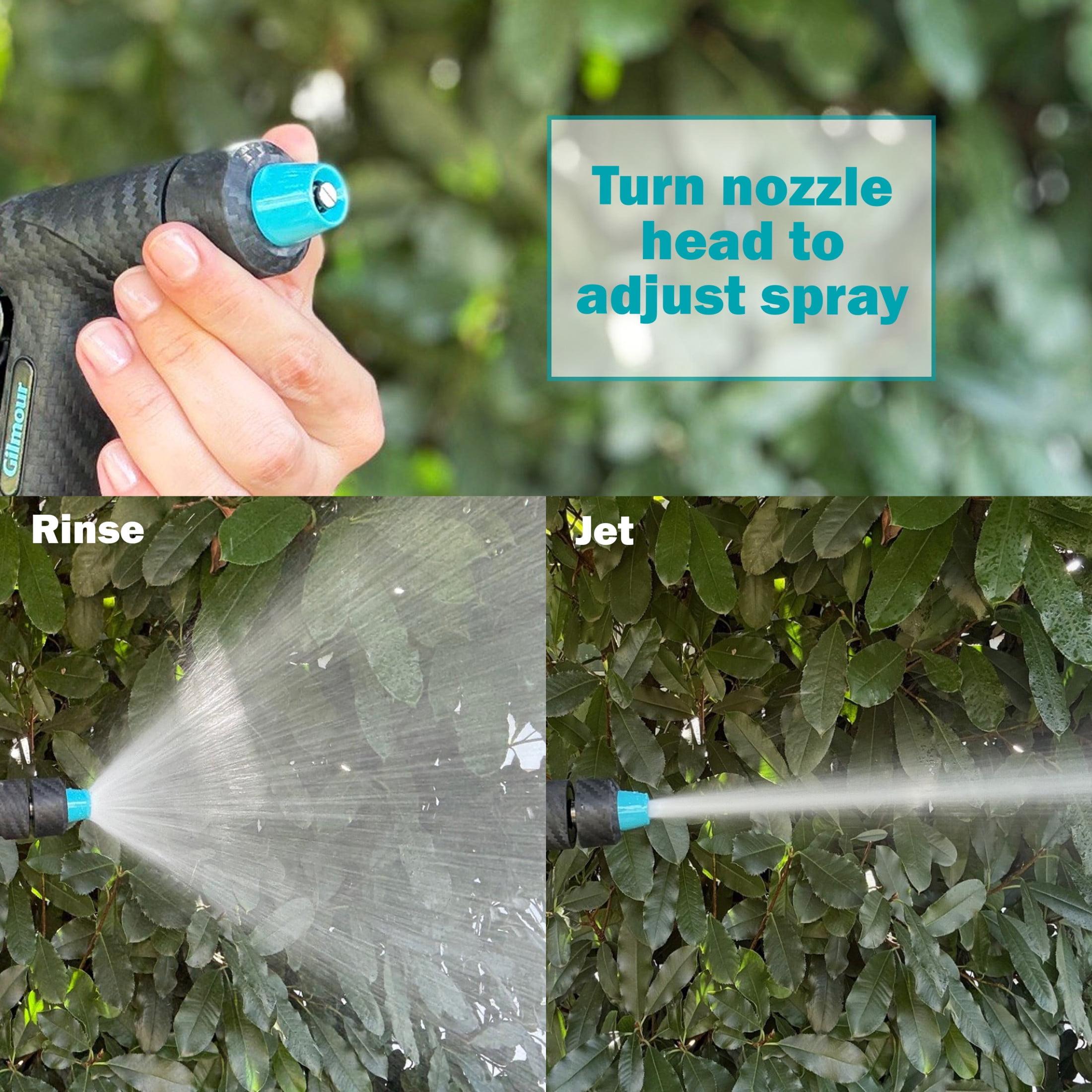Gilmour Heavy Duty Swivel Connect Adjustable Hose Nozzle, Jet to Mist, Thumb Control, Ergonomic Non-Slip Grip