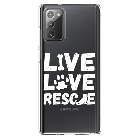 DistinctInk Clear Shockproof Hybrid Case for Galaxy Note 20 ULTRA (6.9" Screen) - TPU Bumper Acrylic Back Tempered Glass Screen Protector - Live Love Rescue - Dog Paw
