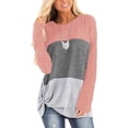 thumbnail image 2 of Sarapandan Women Long Sleeve Top Casual Roundneck Color Matching Kink Breathable Polyester Machine Washable Clothing Pink Gray Gray XXL, 2 of 5