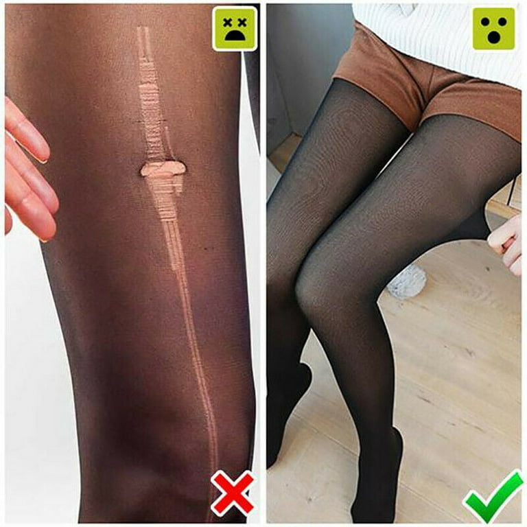 Women Fleece Lined Tights Fake Translucent Thermal Pantyhose High