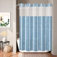 thumbnail image 2 of No Hook Shower Curtain, Blue Striped Shower Curtains for Bathroom with See Through Top Window, Retro Farmhouse Simple Lines Art Waterproof & Washable Bath Curtain 60"x72", 2 of 9