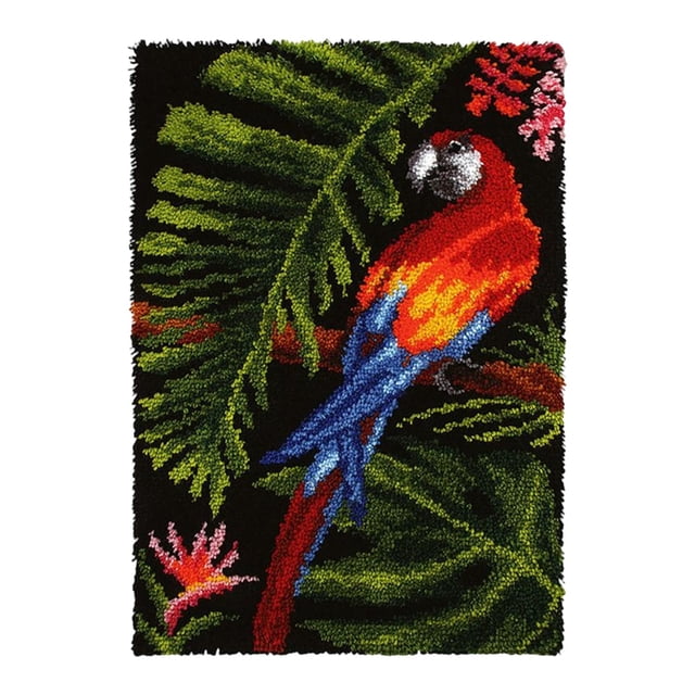 GUOOL Creative Latch DIY Rug Making Embroidery Carpet Set 24x16inch Animal Pattern Parrort
