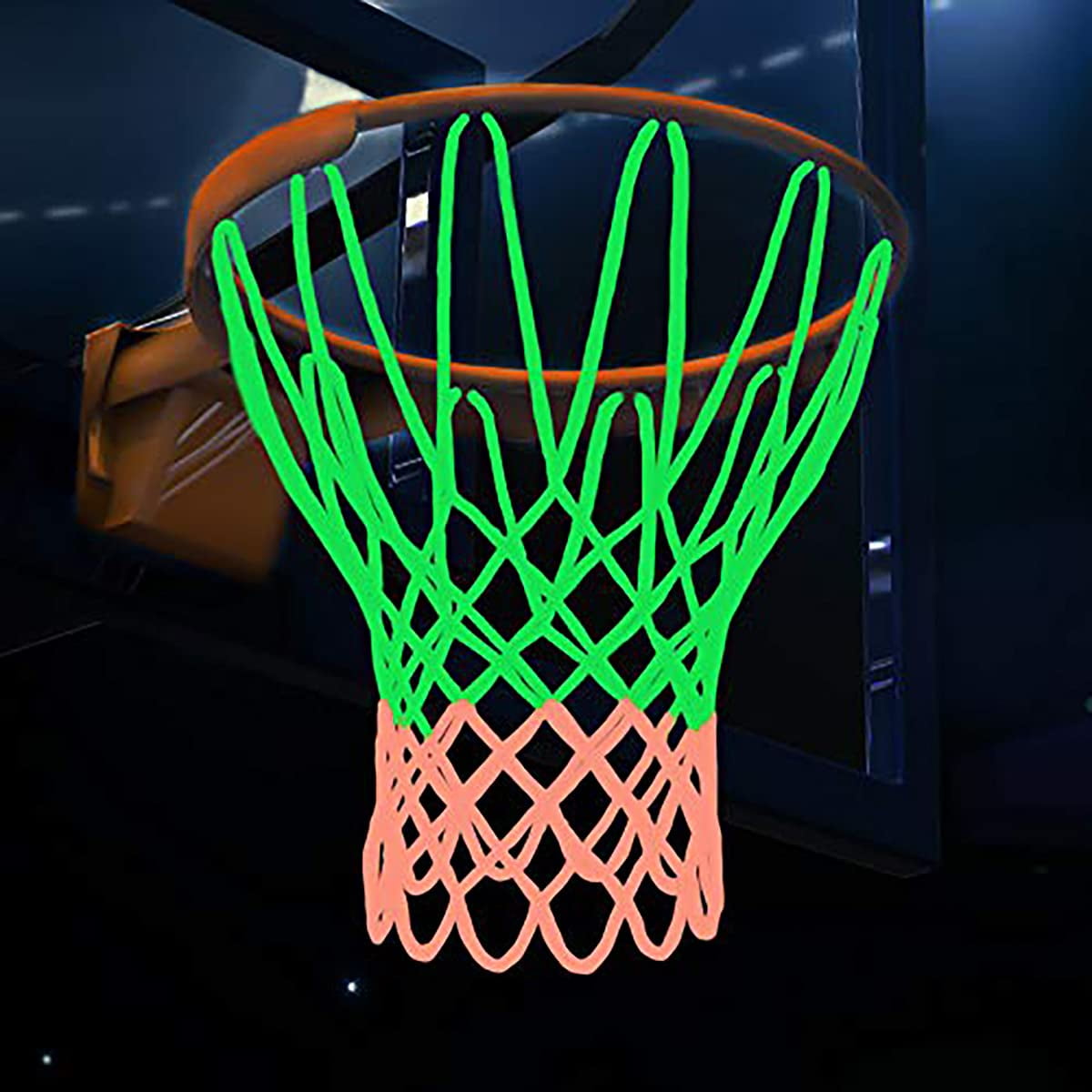 Chezaa Basketball Net Glow in The Dark Luminous Outdoor Sun Powered Sports Nylon Night Glowing for Kid Adults Teen Boy Gifts Toys Game Replacement Portable 