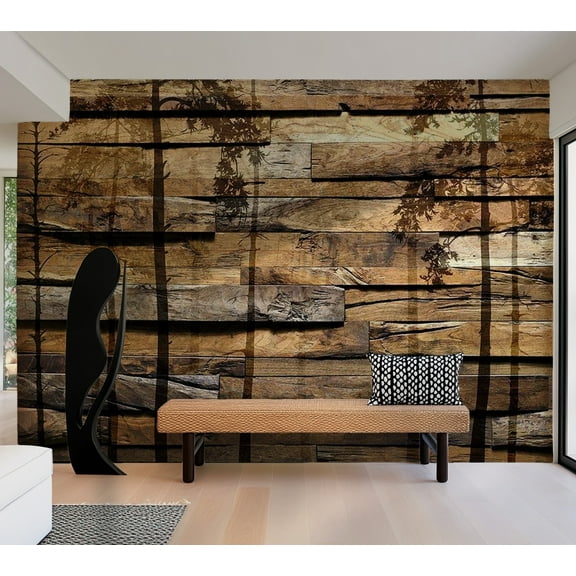 Tiptophomedecor Background & Patterns Wallpaper Wall Mural - Shadow Of Trees On Wood