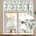 thumbnail image 7 of Botanical Country Valances for Windows, 60 x 18in, Green Eucalyptus Leaves White Background Rod Pocket Kitchen Valance Curtain Light Filtering Window Treatments for Living Room Bedroom, 1 Panel, 7 of 7