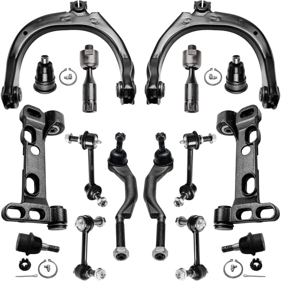 Detroit Axle - 16pc Front End Kit for Buick Rainier Chevy Trailblazer EXT GMC Envoy XL XUV Saab 9-7x Olds Bravada, Control Arms Tie Rods Ball Joints Front Rear Sway Bars