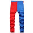 thumbnail image 4 of Rrunsv Mens Jeans Relaxed Fit Men's Streetwear Jeans Casual High Waisted Wide Leg Baggy Denim Pants Red,30, 4 of 5