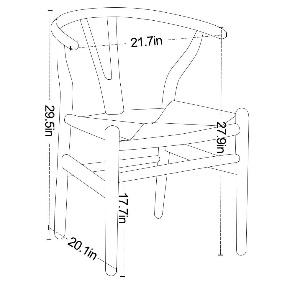 Tomile Wishbone Dining Chair Solid Ash Wood Mid Century Modern Armchair for Home and Office Black Walmart