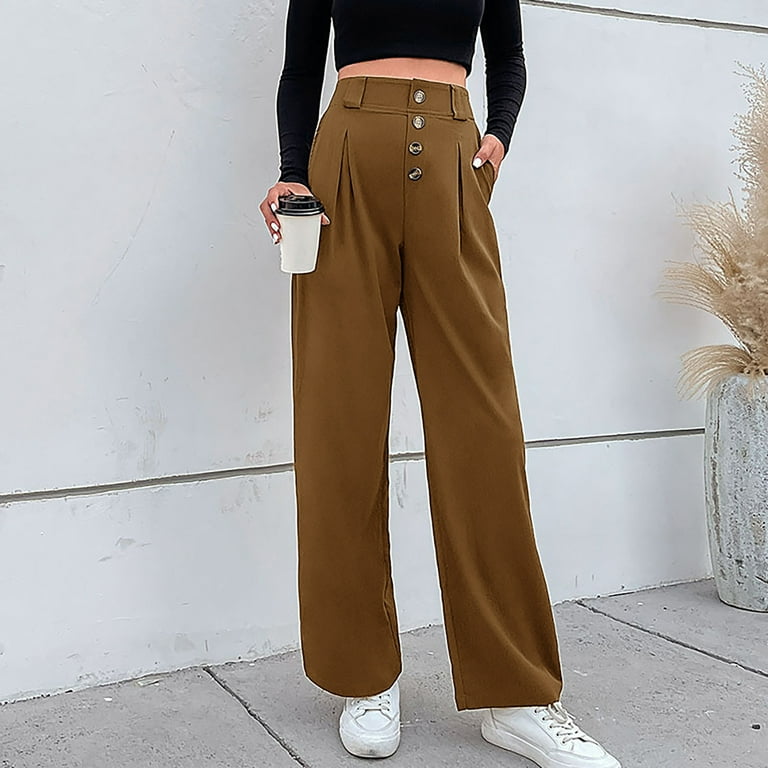 JWZUY Womens Solid Suit Slacks Pant Full-Length Zipper Fly Closure