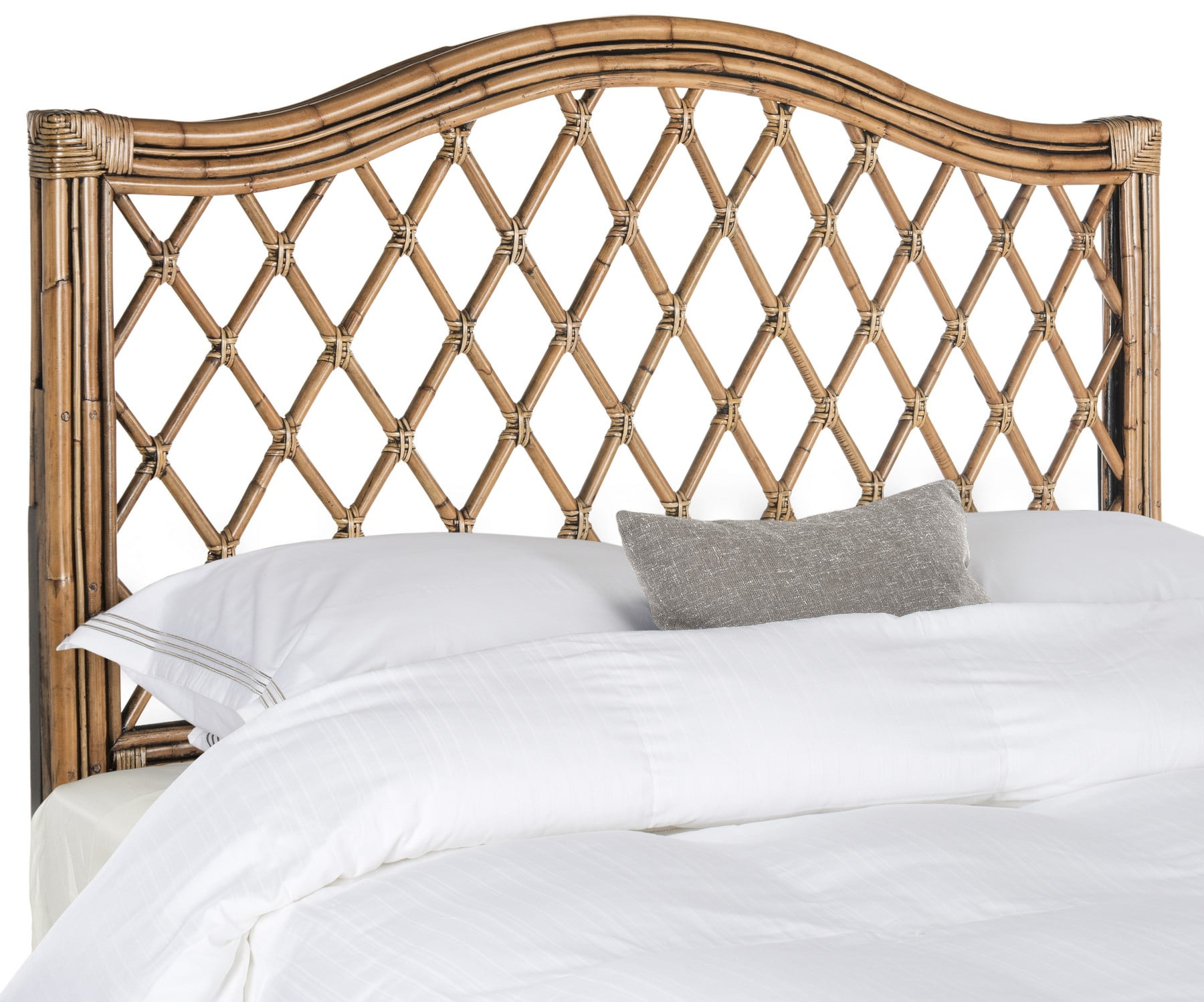 SAFAVIEH Gabrielle Coastal Geometric Wicker Headboard, Queen, Brown/Multi