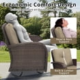 thumbnail image 6 of 3 Piece Patio Furniture Set, 2 Outdoor Swivel Rocking Chairs with Side Table, All-Weather Brown Rattan Bistro Set with Thick Cushions for Porch, Deck, Poolside, 6 of 9