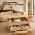 thumbnail image 4 of 40 in Lift Top Coffee Table with Storage Fluted Wood Coffee Table with Drawers & Hidden Compartment, Mid Century Modern Square Large Center Table for Living Room,Office, Reception, 4 of 10