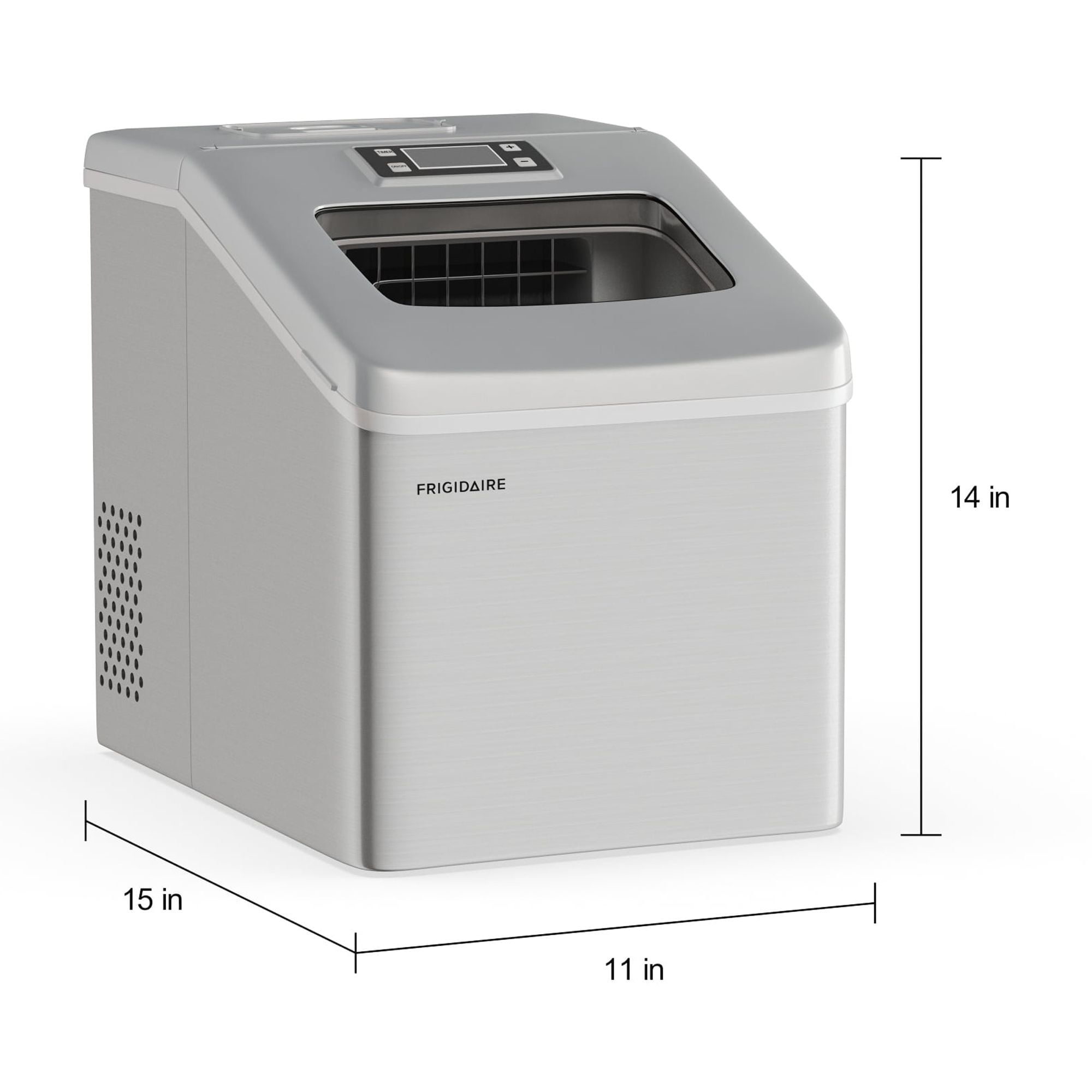 Frigidaire  40 lbs. Clear Ice Maker, Countertop Ice Machine with Square Ice for Home, Kitchen, Office, Bar, Stainless Steel