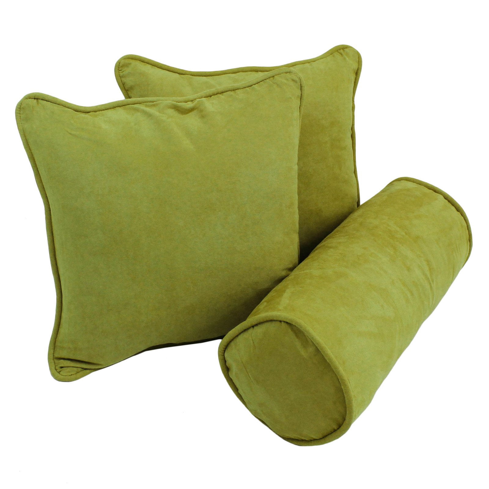 Blazing Needles Double-Corded Solid Outdoor Spun Polyester Throw Pillows with Inserts Set, Set of 3, Aqua Blue