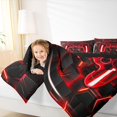 thumbnail image 5 of Feelyou Cartoon Red Gamepad Queen Comforter Set for Kids, Neon Square Honeycomb Bedding Sets, Modern Video Gaming Reversible Bedding Comforter Set, Luxury Bedroom Decor, 3-Piece, 5 of 9