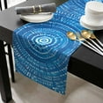 thumbnail image 3 of Blue Boho Geometric Cotton Linen Table Runner 14 x 72 inch Ombre Abstract Tie Dye Aesthetic Non-slip Rectangular Dining Table Decor for Wedding Party Holiday Dinner, 3 of 8