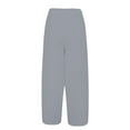 thumbnail image 4 of Yubnlvae Bamboo Linen Elastic Waist Pants - Women's Summer Loose Fit Breathable Trousers, Casual Wide Leg Comfortable Cropped Pants (Grey | M), 4 of 9
