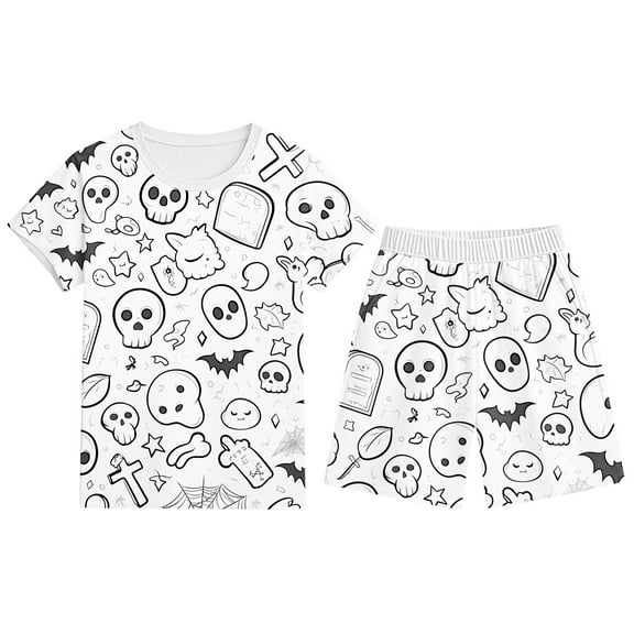 Kids Halloween Pjs Set Color Your Own Pajamas for Kids Long Sleeve Pullover Top with Pajamas Pants for Boys and Girls Holiday Pjs Can Play with and Wear 7-8 Years