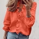 thumbnail image 2 of Ploknplq Elbow Length Tee Shirts for Women,Gradient Shirt,Tunic Tee,V-Neck Casual Short Print Sleeve T-Shirt Top Solid Ruffle Blouse,3/4 Sleeve Tunic Tops for Women,Top for Women Orange M, 2 of 7