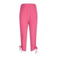 thumbnail image 2 of Bloomae Womens Capris for Summer Dressy Cropped High Waist Yoga Pants Comfy Stretchy Leggings Drawstring Ruched Leg Cropped Workout Compression Pants Pink XXL, 2 of 9
