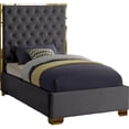 thumbnail image 2 of Meridian Furniture Lana Solid Wood and Velvet Twin Bed in Gray, 2 of 8