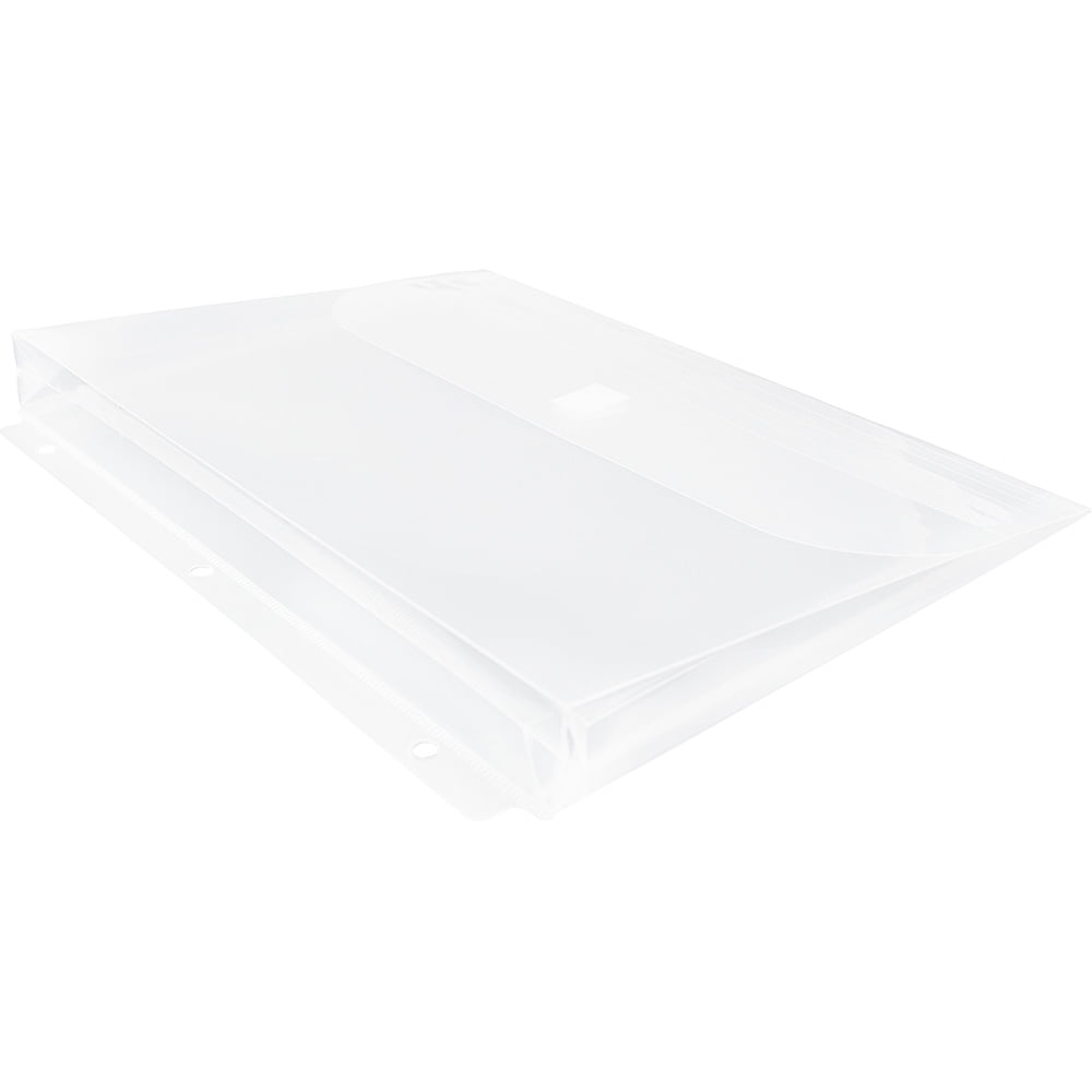 JAM Paper Plastic 3 Hole Punch Binder Envelopes, Hook & Loop Closure, Letter Booklet, 9 1/2 x 11 1/2, 1 in Expansion, Clear, 3/Pack