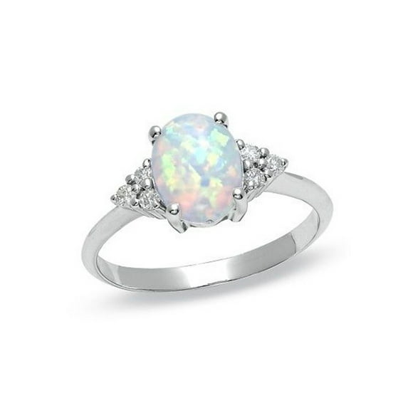 XZNGL Opal Ring Round Opal White Stone Hand Jewelry Fashion Jewelry Ring