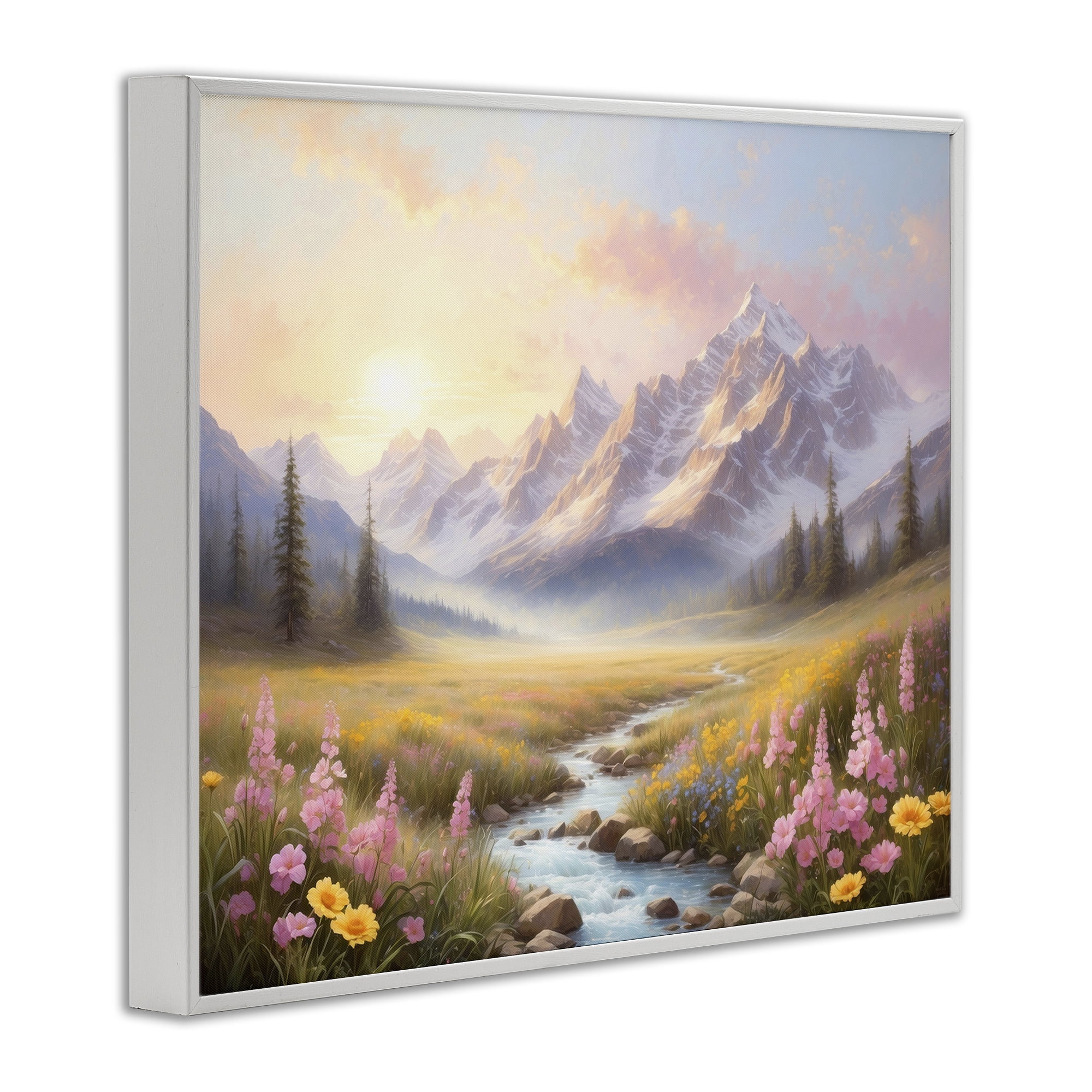 Stupell Industries Gentle Dawn Landscape Landscape Painting White Framed Art Print Wall Art, 30 x 24