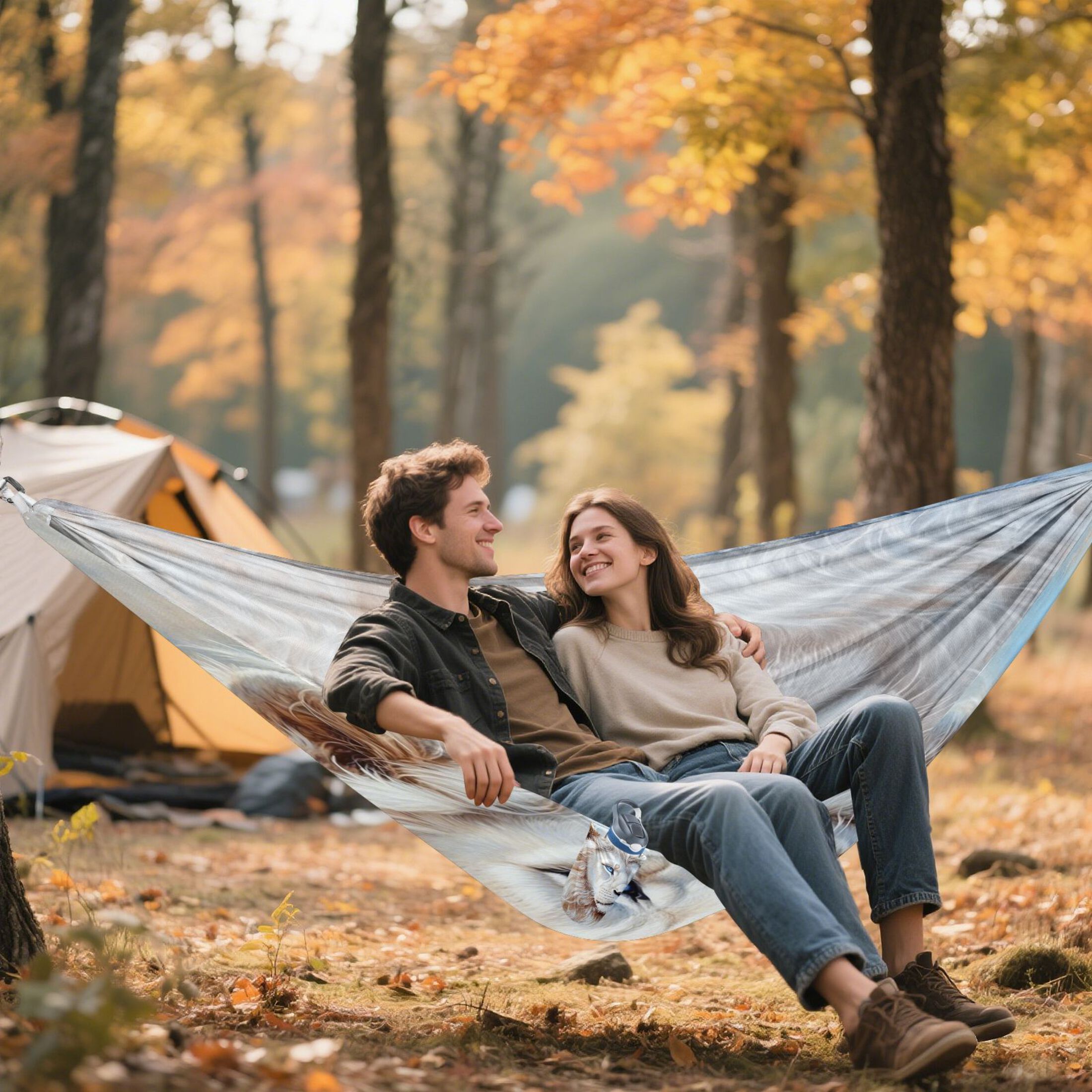 Hammock Camping Hammock Nylon Portable Hammock Travel Camping Hammock White Lion