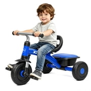 XJD 5 in 1 Toddler Bike – Durable Kids Ride-On Tricycle with Pedals, Comfortable Seat & Backrest, Storage Compartment, Safe Beginner Trike for Ages 1-4, Blue