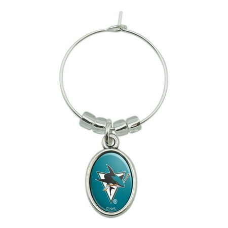 

NHL San Jose Sharks Logo Wine Glass Oval Charm Drink Marker