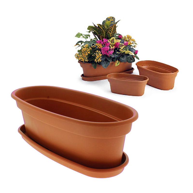 Decor Colour  Flower Plastic Plant Pots,Oval,Planters with Saucer,Tray,Wedding 