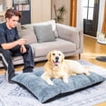 thumbnail image 3 of MOOSENG Dog Bed 43.7 Inch Plush Faux Fur Crate Mat with High Density Foam and Non Slip Bottom Washable Pet Mattress for Medium and Large Dogs Large, 3 of 8