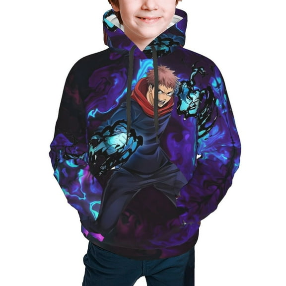 Jujutsu Kaisen Yuji Itadori Kids' Hoodie 3d Print Sweatshirt Soft Pullover Hooded With Big Pockets For Boys Or Girls Small