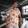 thumbnail image 3 of Wukai Strawberry Floral Print Men's Short-Sleeved Mesh T-Shirt,Quick-Dry Short Sleeve Workout T-Shirt-Medium, 3 of 8