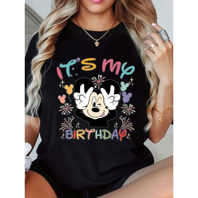 Disney Mickey Mouse T-Shirt de Fête d'Anniversaire Toutes Tailles P-5TG
