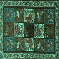 thumbnail image 1 of Ahgly Company Machine Washable Indoor Square Animal Turquoise Blue Traditional Area Rugs, 3' Square, 1 of 4
