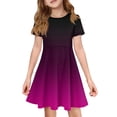 thumbnail image 6 of XADYUY Girls Summer Dress Kids Casual A-Line Short Sleeve Midi Dress Gradient Crew Neck Sundresses Loose Swing Dresses with Pockets,3-4Years,Hot Pink, 6 of 6