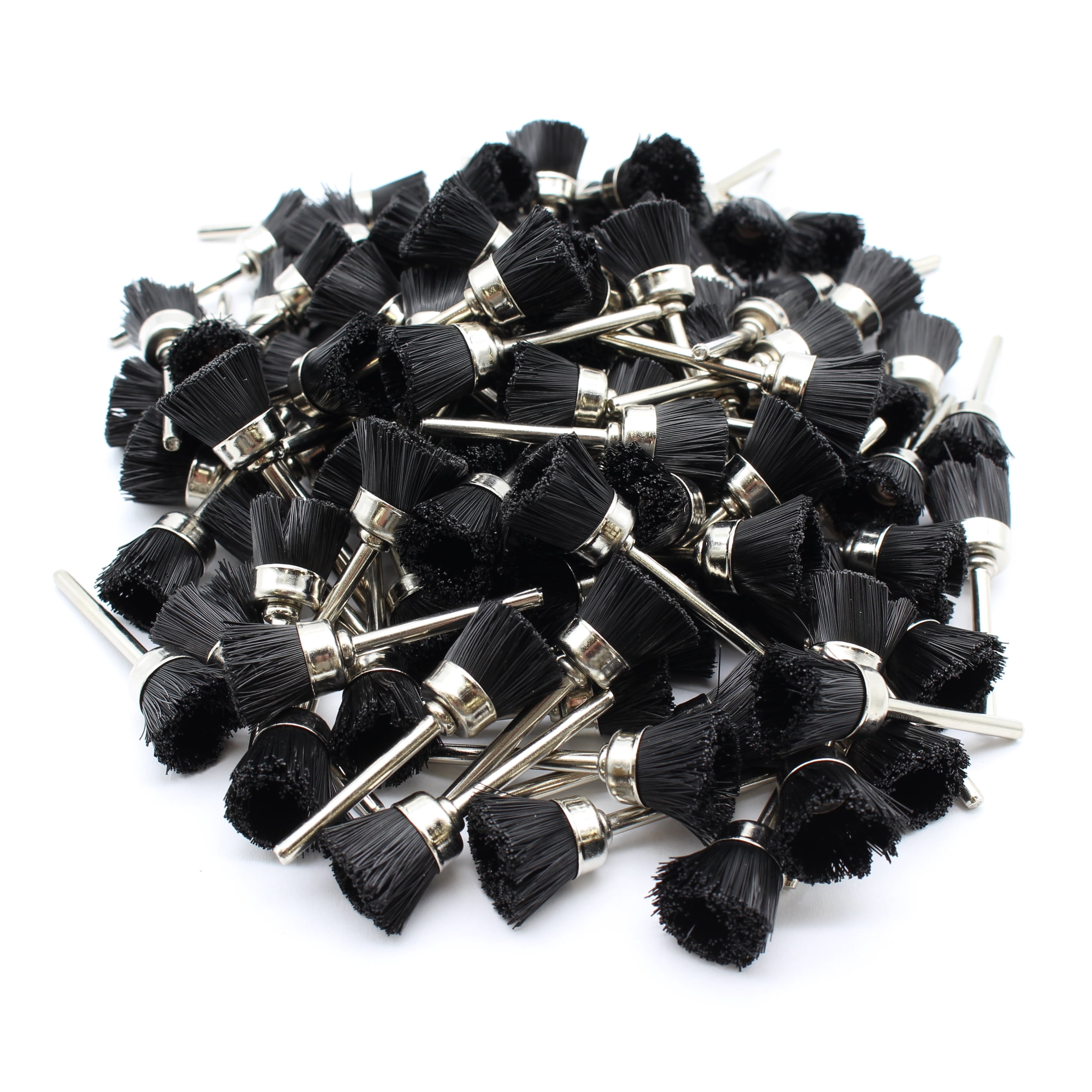 TMAX 100 pc Nylon Plastic Bristle 1/2 Inch Cup Wire Brush Wheel with 1/8 Inch Shank for Dremel Rotary Tools